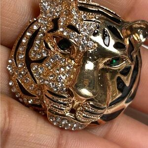 Elegant Gold and Black Tiger Brooch